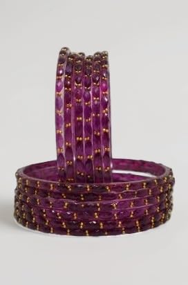 Raindrop Glass Bangles Set Beads Work | Traditional Chudi Bangle Set for Women & Girls | Wedding, Party & Gift Wear (packing 12 bangles)