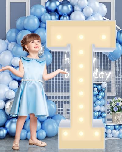 4FT Marquee Plastic Letters T - Light up Letters T Are Made from Corrugated Plastic Board - Quick Assembly Without Tools, Disassembled Components Can Be Used for Garage Sale Signs, Yard Sale Signs
