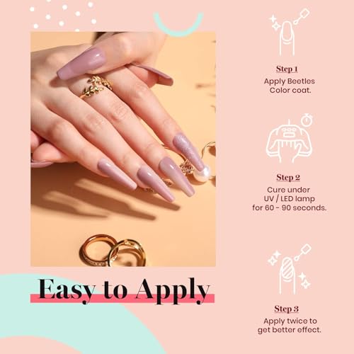 Image of Beetles Grey Purple Gel Polish - 15ml Nude Angelina Grey Purple Gel Polish, Soak Off UV LED Lamp Nail Art Salon DIY Design at Home Manicure Gifts for Women