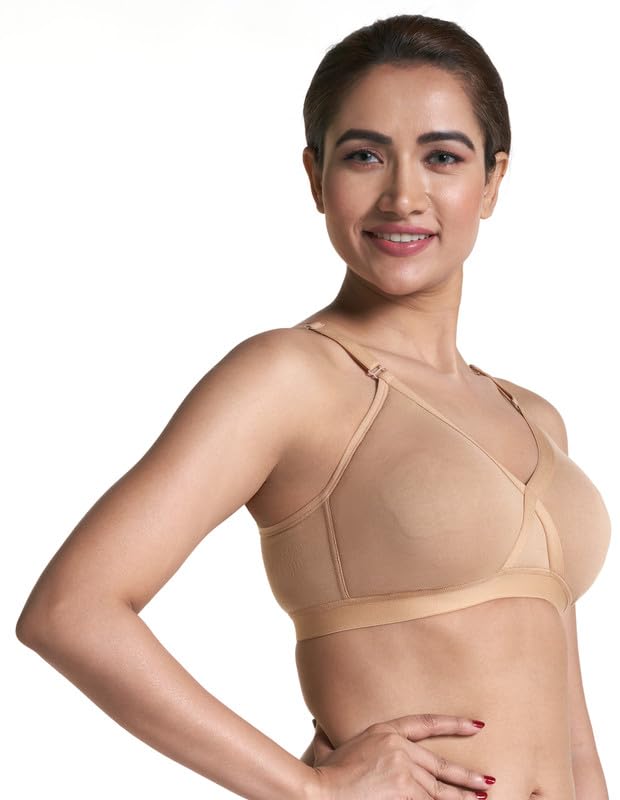 Image of BLOSSOM Crossy Lift Women's Seamless Moulded,Double Layered Full Coverage, Non Wired Non Padded, T-Shirt /Everyday Support Bra with Nipple Concealers