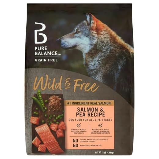 Grain-Free Dry Dog Food with Salmon & Peas – Pure Balance Wild & Free, Natural Recipe with Added Vitamins, Minerals & Nutrients, 11 lb Bag