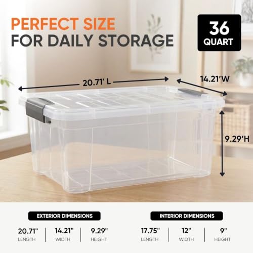Image of Superio Storage Bins with Lids, Clear Plastic Containers for Organizing, Stackable Totes, BPA Free, Odor Free, Organizer Boxes for Home, and Dorm (6 Pack, 36 Qt)