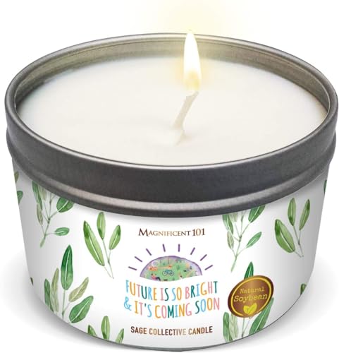 Magnificent 101 Long Lasting Pure White Sage Collective Candle | 6 Oz - 35 Hour Burn | Soy Wax Candle for House Energy Cleansing & Manifestation | Future Is So Bright & It's Coming Soon