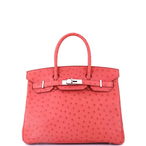 Hermès, Pre-Loved Birkin Handbag Pink Ostrich with Palladium Hardware 30, Bougainvillier