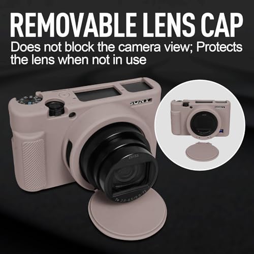 Image of Easy Hood Case for Sony DSC-RX100 IV V VI VII DSLR Camera, Silicone Camera Case Lightweight Soft Carrying Cover with Removable Lens Cover (Tiffany Pink)