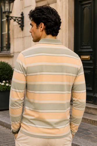 Image of SANE ORIGINALS Men's Full Sleeve Polo T-Shirt with Pocket, Premium Cotton Blend Collar Neck Tee