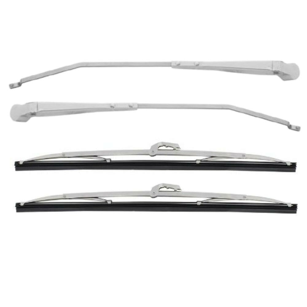 Stainless Steel Wiper Arms & 13" Blades, Pair, Compatible with Chevy Truck 1960-1966