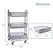 DESIGNA 3-Tier Rolling Utility Cart Storage Shelves Multifunction, Metal Mesh Baskets, Pantry Cart with Lockable Wheels, Gray
