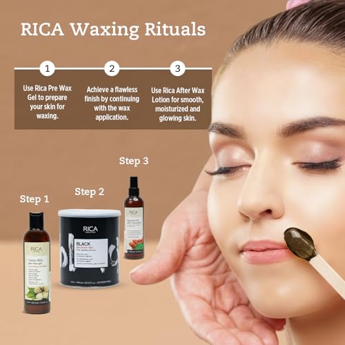 Image of Rica Black Brazilian Stripless Painless Hair Removal Wax For Men & Women| Quick & Easy Tan Removal Waxing For Face, Armpit & Bikini Areas| 800 gm, Pack of 1