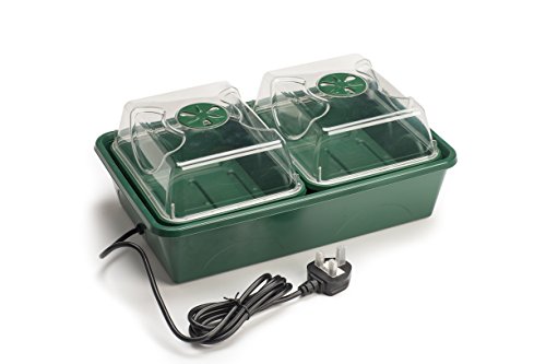 EarlyGrow Propagador electrónico calefactable de 2 bahías, enchufe británico, 38 x 24 x 15 cm, color verde