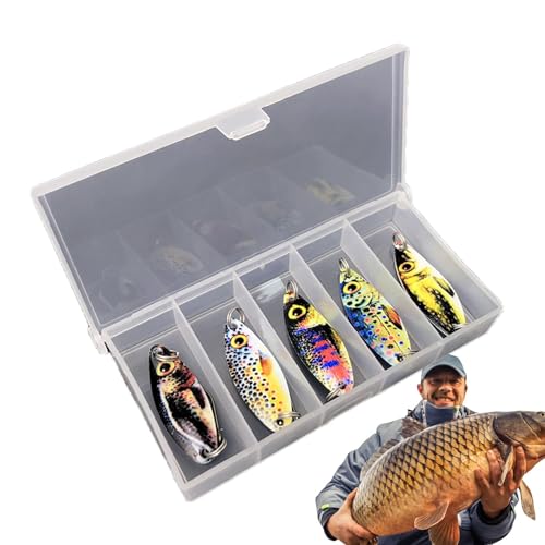 Bass Lures - 5pcs Fishing Spoons Lures,Bass Fishing Lure, Fishing Lures Baits for Bass Trout Walleye, Walleyes Trout Fishing Spoons Lures, Fishing Baits