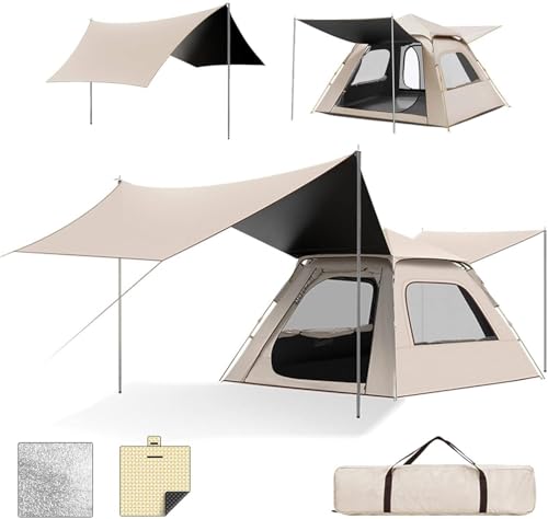 Carpa instantánea grande para camping familiar con toldo miniatura 1