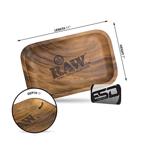 Raw Wood Rolling Tray | Size - Small | Sturdy Raw Designed Wood With Curved Corners - No Creases! #TOP2
