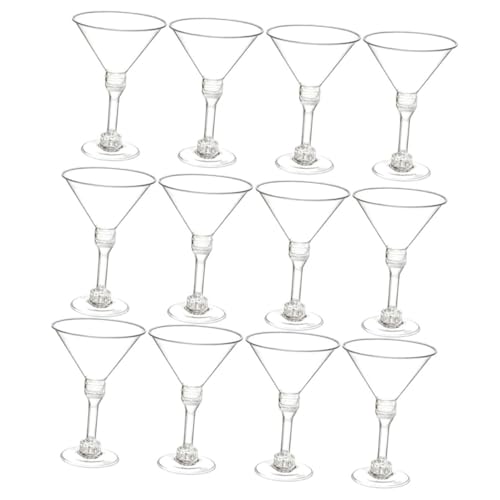 PENIKOKO 12個 透明使い捨て グラス パーティーワイングラス 高耐久底付き ホリデーや結婚式向け飲料カップ