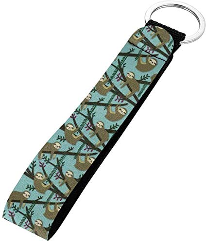 Preisvergleich Produktbild SEANATIVE Schlüsselband für das Handgelenk, Schlüsselanhänger, USB / Handy, für Damen und Herren, Faultier Grün, Einheitsgröße