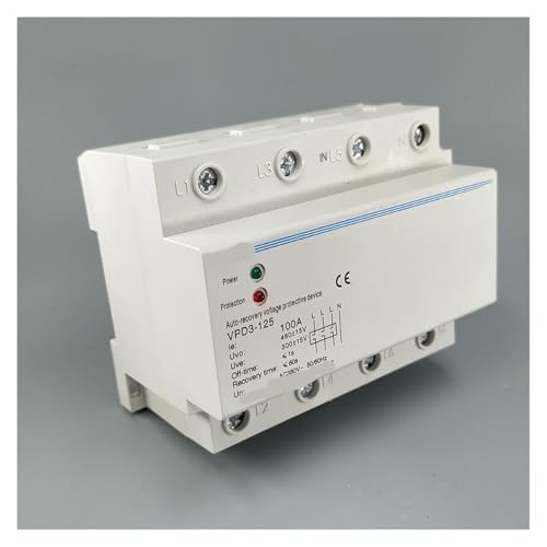 TSIOHKBS 100A 380V Three Phase Four Wire Din Rail Automatic Recovery Over Voltage and Under Voltage Protective Protection Relay