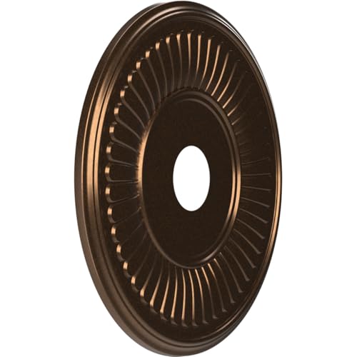 Image of Ekena Millwork CMP19BECAB Berkshire Thermoformed PVC Ceiling Medallion (Fits Canopies up to 8 3 /8 inch), 19 inchOD x 3 1 /2 inchID x 1 inchP, Metallic Antique Brass