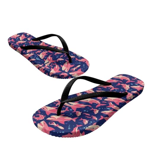 Ocwfudsx Tongs imprimées pour femme - Tapis de yoga confortable et antidérapant - Chaussures de douche super légères pour les vacances, l'été, la plage - Sangle noire, gris souris, 39 EU