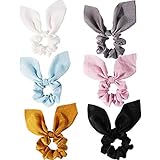 Bow Scrunchies for Hair Rabbit Bunny Ear Scrunchie for Women Lady Girls Soft Cute Bowknot Large Pony