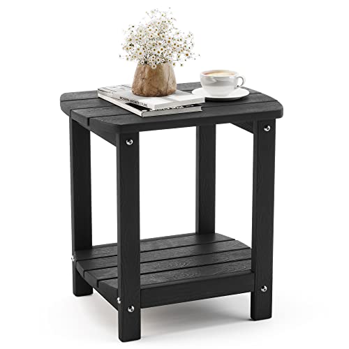 LUE BONA Adirondack Outdoor Side Table, Black Poly Outdoor Patio End Table Weather Resistant, Pool Composite Plastic Morden Side Table for Patio, Pool, Porch, Garden, Lawn LUE BONA Adirondack Outdoor Side Table, Black Poly Outdoor Patio End Table Weather Resistant, Pool Composite Plastic Morden Side Table for Patio, Pool, Porch, Garden, Lawn