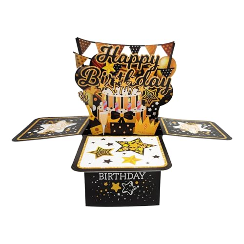 Tarjeta de Cumpleaños 3D Desplegable, Tarjeta de Cumpleaños para Hombres, con Sobre y Tarjeta de Felicitación en Blanco, Tarjeta de Cumpleaños Plegable Unica Hecha a Mano para Familiares y Amigos