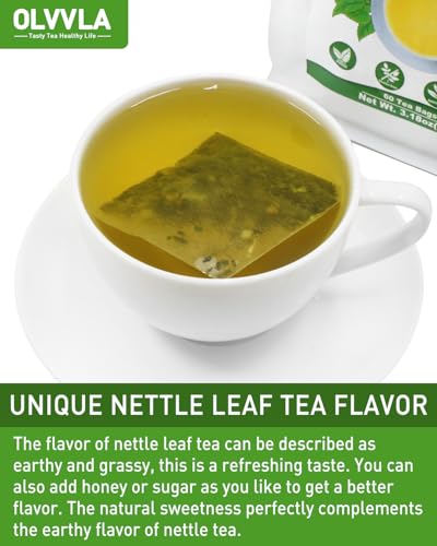 Image of Olvvla - Premium Nettle Leaf Tea - 1.5g X 60 Count - 100% Pure Natural Stinging Nettle Tea Bag - Caffeine-free - Non-GMO - Rich in Antioxidants & Support Bone Health