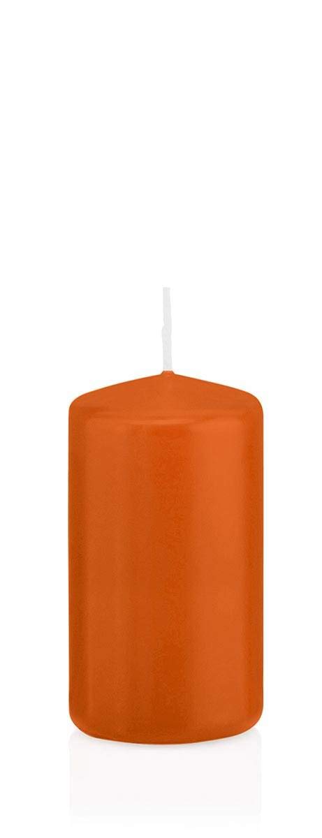 Inna-Glas Orange Pillar Candle Maeva, 12Cm, Ø6cm, 40H - Made In Germany - Votive Candle