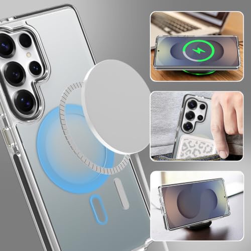 Image of Magnetic Case for Samsung Galaxy S25 Ultra [Compatible with Magsafe] [Anti-Yellowing] [1 Screen Protector] Slim Clear Iridescent Case for Galaxy S25 Ultra 6.9 inch, Black