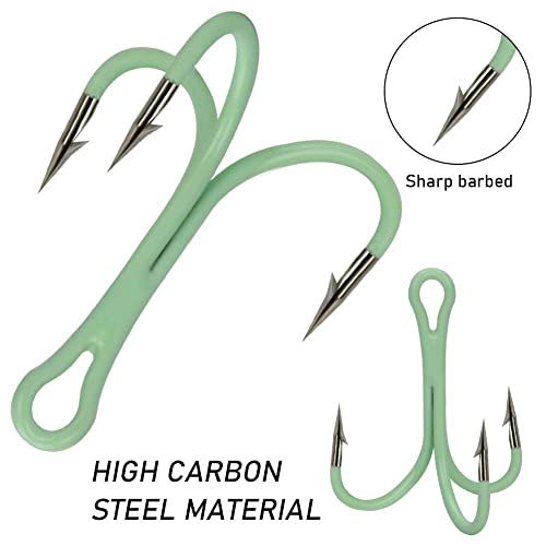 SXSHUN 50 Stück Drillinge Haken, Treble Angelhaken, Kohlenstoffstahl Angelhaken, Drillinge Angelhaken Set, Angel Haken… – Bild 5