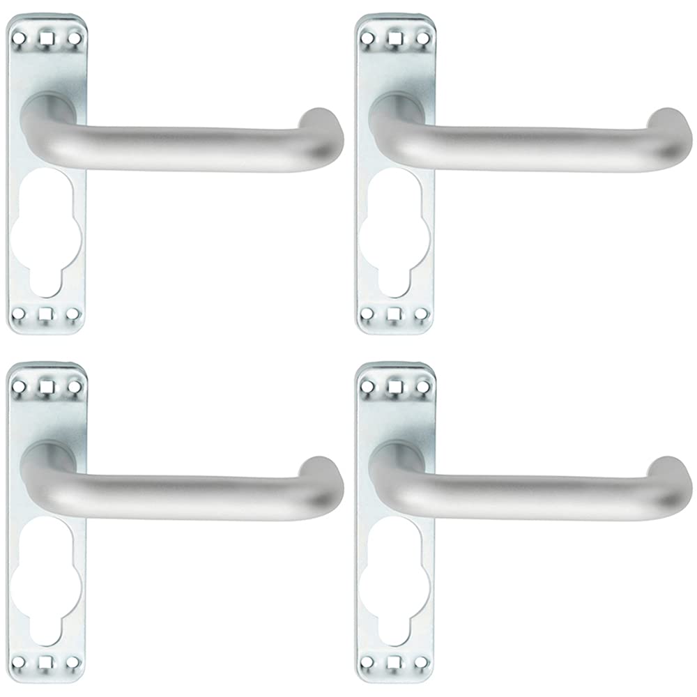  - 4X Pair Safety Lever On Inner Backplate 152mm Door Handle Satin Aluminium