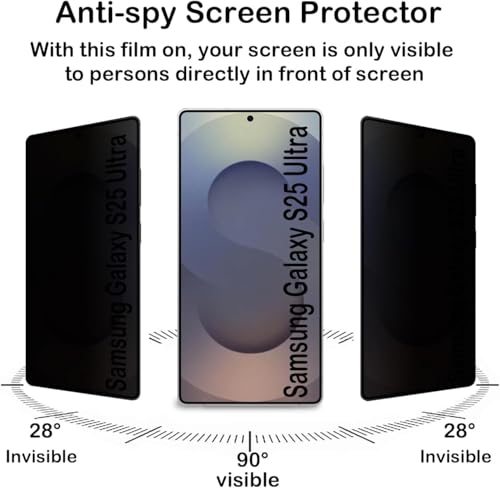 Image of ZARALA Privacy Hydrogel Screen Protector for Samsung Galaxy S25 Ultra 5G Anti-Spy Flexible TPU Private Protective Film, Anti-Scratch Anti-Peeping Ultra-Thin Soft Hydrogel Protective Film