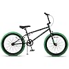 cubsala Freestyle BMX Bike, 20 Inch Kids Bicycle for 7-13 Years Old Kids and Beginner Level Rider, Black with Green Tires #4