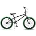 cubsala Freestyle BMX Bike, 20 Inch Kids Bicycle for 7-13 Years Old Kids and Beginner Level Rider, Black with Green Tires