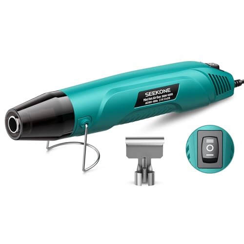 SEEKONE 350W Mini Heat Gun Dual-Temp Model 500 & 842260 & 450Fast Heat Hot Air Gun with Overheat Protection and Reflector Nozzle for Heat Shrinking Tubes Shaping PVC Tubing4.9FT
