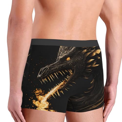 Black And Gold Fire Dragon Print Underwear For Men Comfy Cozy Holiday Boxer Briefs4