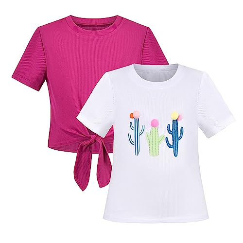 Sunny Fashion Girls Cotton T-Shirt Purple Balloon Yellow Heart Graphic Size 4-10