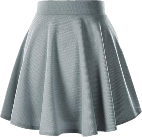C K CrisKat Falda Corta Mujer Elástica Plisada Básica Patinador Básica Falda Tenis (FR/ES, Letras, S, Regular, Regular, Gris)