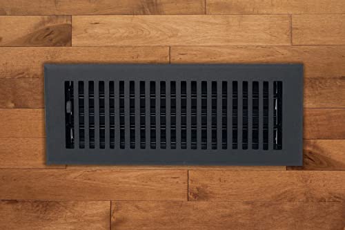 Madelyn Carter 4 x 10 Cast Aluminum Contemporary Vent Cover - Black (Overall: 5.25 x 11.5) | Floor Register and Wall Register