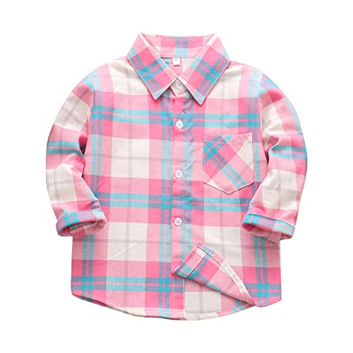 Toddler Plaid Flannel Shirts Kids Boys Girls Button Down Long Sleeve Collared Shackets Jacket Vintage Fall Warm Clothes