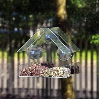 Garden Mile Clear Perspex Hanging Bird Feeder With Suction Cup Window Bird Feeder Bird Feeders for Small Birds Garden Bird Feeders Hanging Bird Watching Easy Refill & Clean Bird Seed Feeder Fat Ball