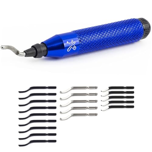 Deburring Tool Kit with 20 HSS Blades & Storage Handle &ndash; 360&deg; Swivel Pipe Deburring Tool & Burr...