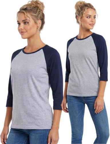 Image of ToBeInStyle Women's Classic Two Color Cotton Baseball T-Shirts