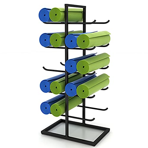Support vertical pour tapis de yoga premium à 5 niveaux, rangement design en acier pour studio