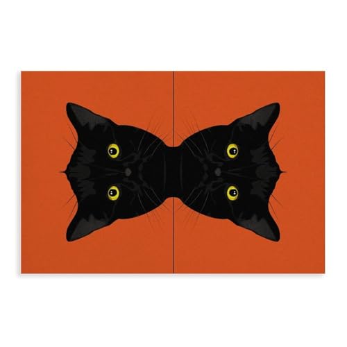 Poster sur toile motif chat noir unique grande taille 61x91,4 cm deco chambre