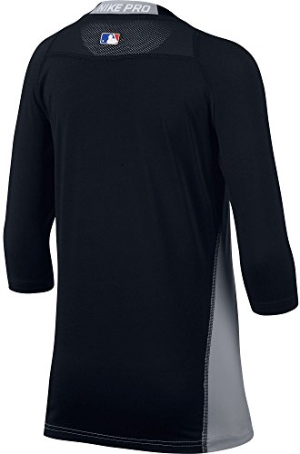 Nike Boys' Pro Cool Reglan ¾-Sleeve Baseball Shirt (Black/Grey, S)2