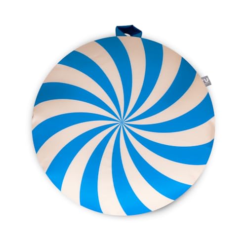 Image of rucomfy Beanbags Round Floor Cushion, Polysytene Filled Water Resistant Soft Floor Seat, Durable Seat for Kids Reading Corners or Playtime Machine Washable Fabric - Cirque Chic (Blue, 70x70cm)