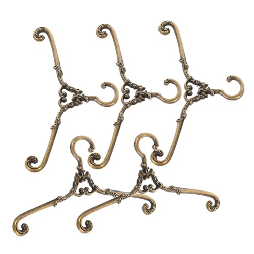 BESTonZON 6.5cm Miniature Dress Hangers for Dolls 5 Pack Metal Holders Organize Doll Wardrobe