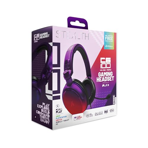 STEALTH C6-100 Gaming Headset STRIKE - Red & Purple, Multiplatform Compatible with Xbox, PS, Switch, PC, Mobile and Tablet
