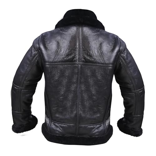 RAF Bomber Jacket Aviator Real Shearling Sheepskin Leather Jacket4