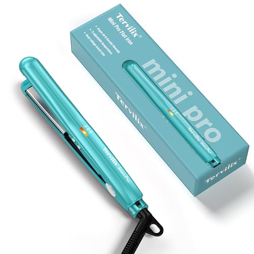 Terviiix Mini Flat Iron, Dual Voltage Travel Hair Straightener, Cyan